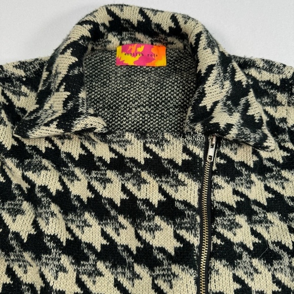 English Rose Coat Womens Size Medium Houndstooth Zipper - Picture 7 of 10